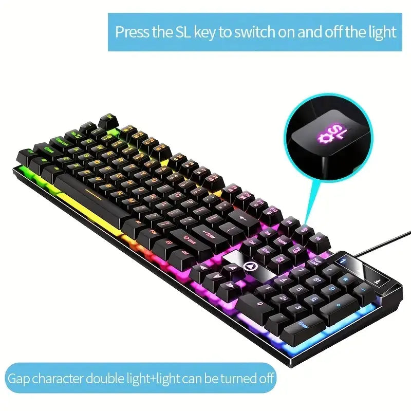 Cool Mechanical Feel USB Wired Gaming Keyboard